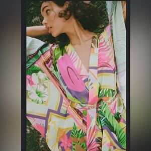 Zara satin effect floral print kimono